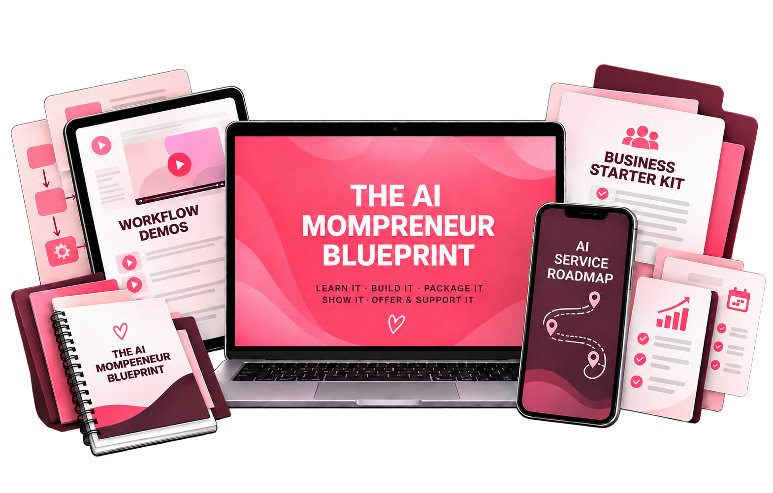 The AI Mompreneur Blueprint digital programme, workflow demonstrations, AI service roadmap and business starter resources